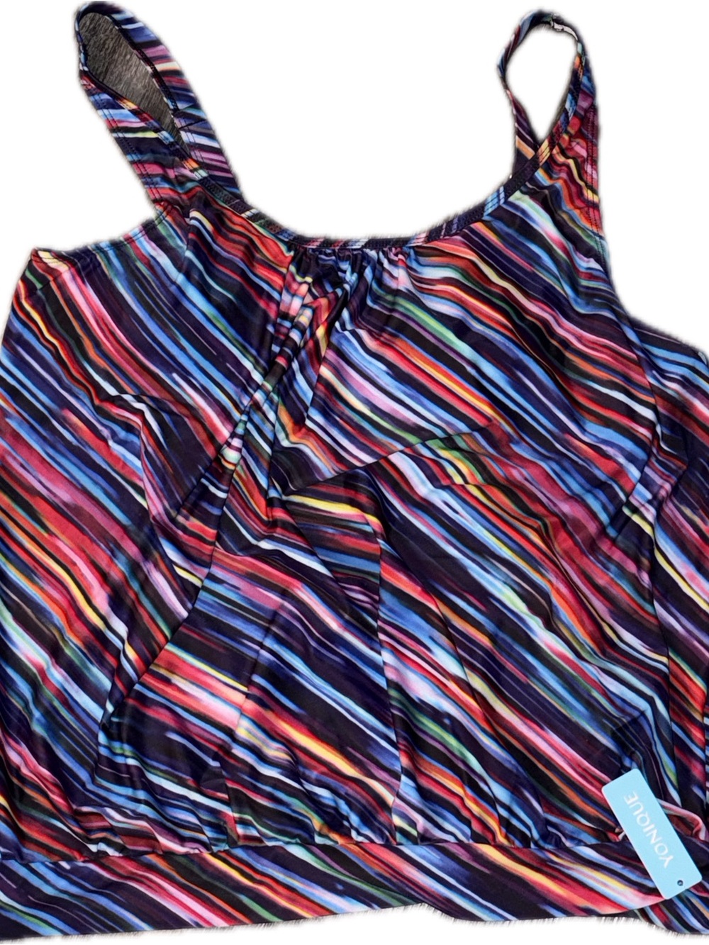 Younique Multicolor Striped Swim Cami in Navy and Brights